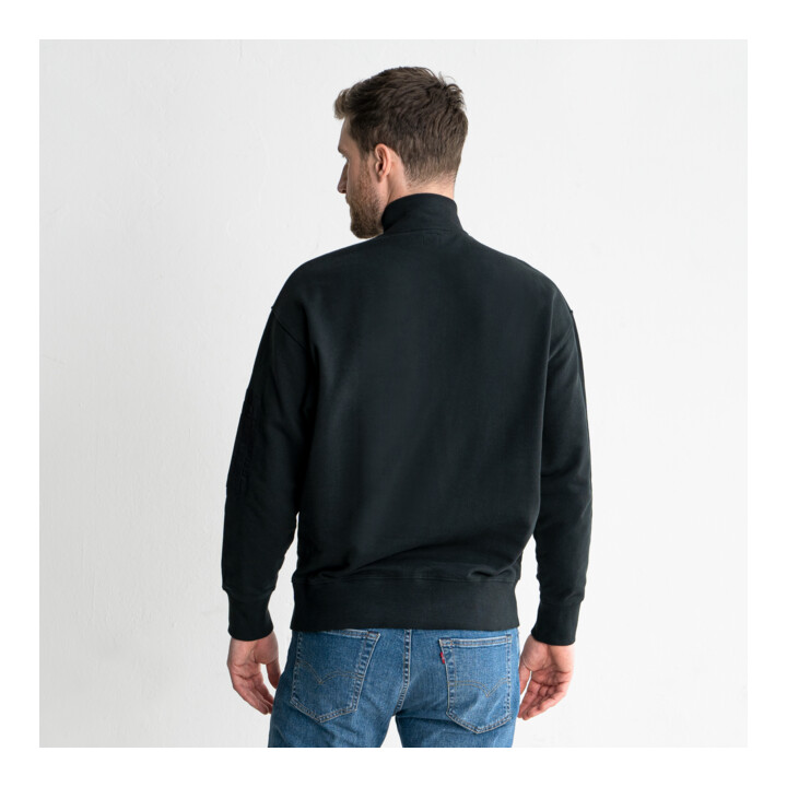 Sweat zippé oversize STIER Functional Pocket coton bio L noir