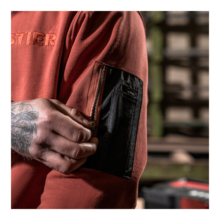 Sweat zippé oversize STIER Functional Pocket coton bio L noir