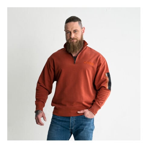 Sweat zippé oversize STIER Functional Pocket coton bio M rouge foncé