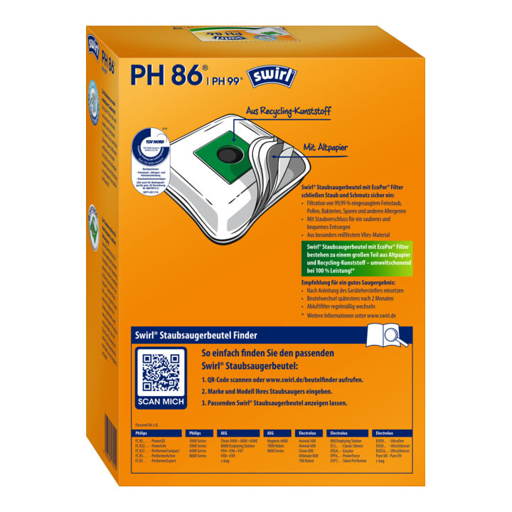 Swirl Sac à poussière Philips PH 86/PH99EcoPor VE4