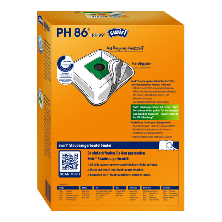 Swirl Staubbeutel Philips PH 86/PH99EcoPor VE4