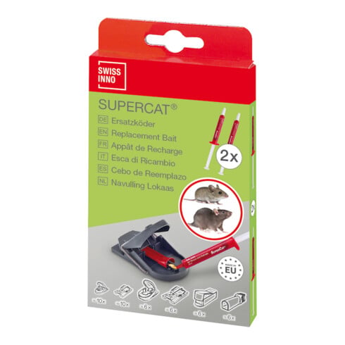 SWISSINNO Ersatzköder Spritze für Ratten-/ Mausefalle SuperCat 2x 3g Solution