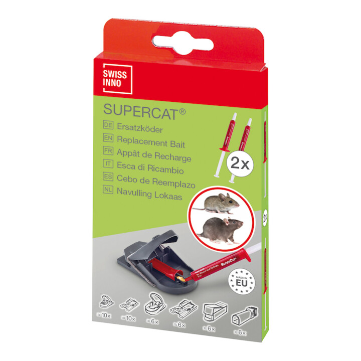 SWISSINNO Ersatzköder Spritze für Ratten-/ Mausefalle SuperCat 2x 3g Solution