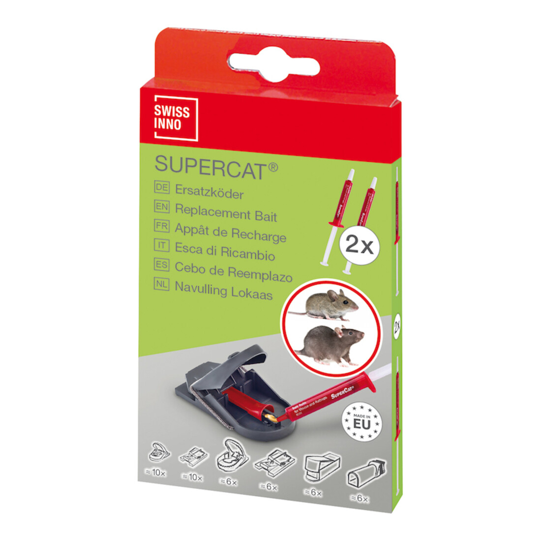 SWISSINNO Ersatzköder Spritze für Ratten-/ Mausefalle SuperCat 2x 3g Solution