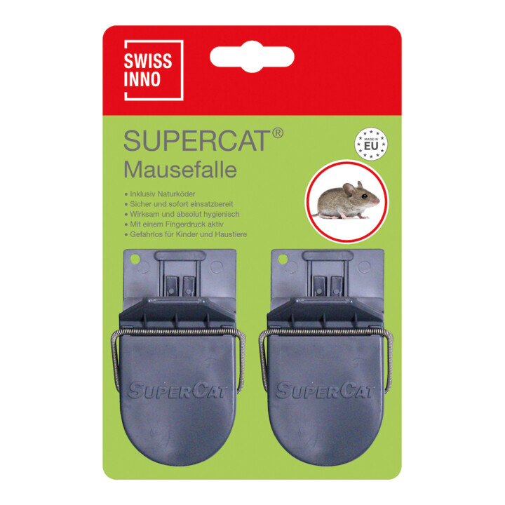 SWISSINNO Mausefalle SuperCat 2er Set inkl. Köder Display, Inhalt 40 Stück