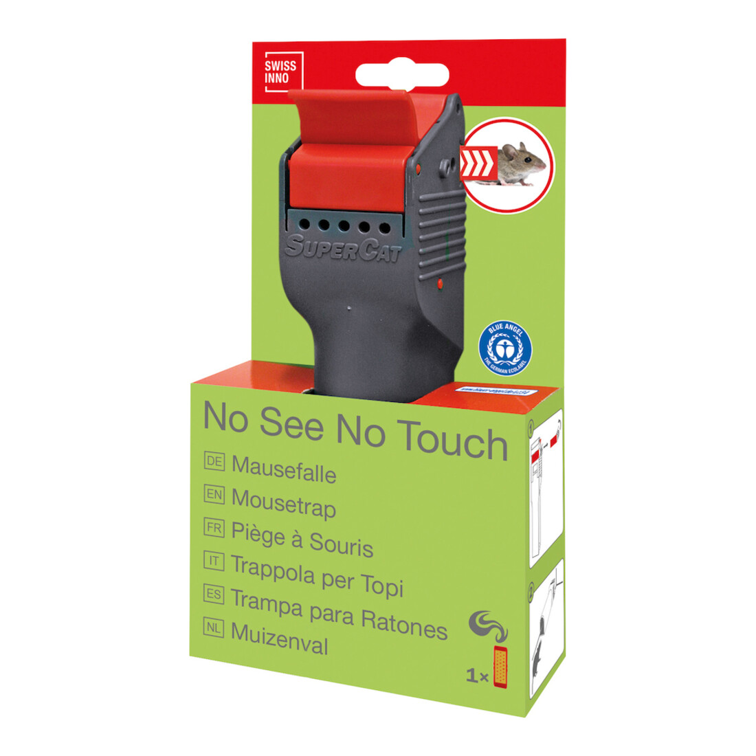 SWISSINNO Piège à souris NoSeeNoTouch avec appât SuperCat Solution