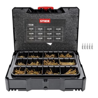 Systainer I T-LOC STIER avec 1 380 vis à panneaux de particules
