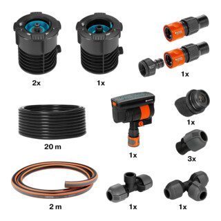 Système d'arrosage complet Pipeline GARDENA avec arroseur carré