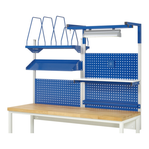 Rau System-Aufbau - Kit 06 H1380mm, piétement gris clair, équipement bleu gentiane
