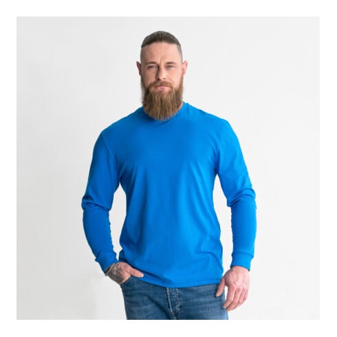 T-shirt manches longues STIER Logo Capsule coton bio S bleu indigo