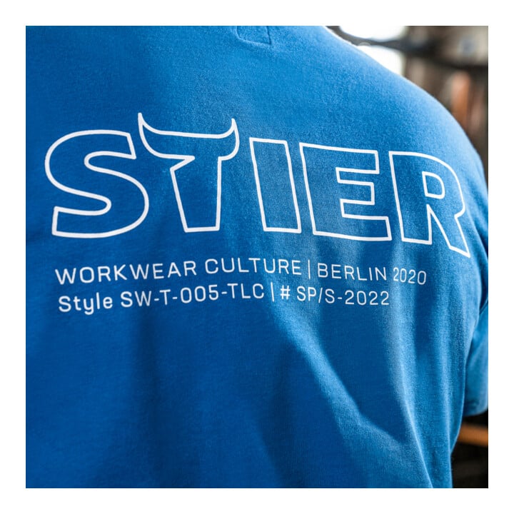 T-shirt STIER Heavy Logo Capsule coton bio L bleu indigo
