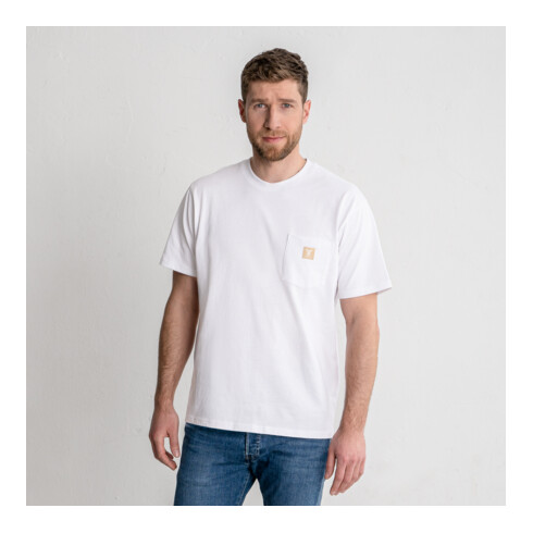 T-shirt STIER Heavy Pocket coton bio S blanc