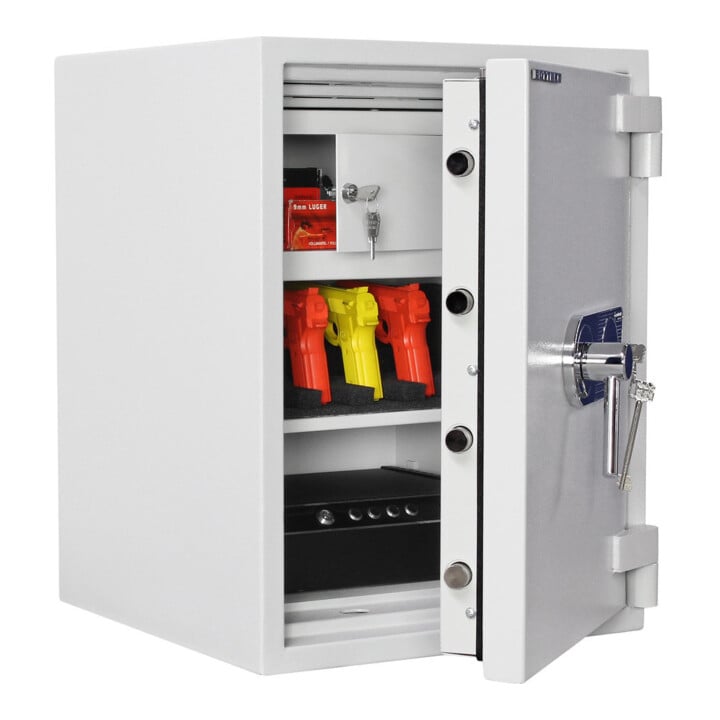 T05910 Coffre-fort ignifuge Diamant PO65 serrure à double panneton gris clair