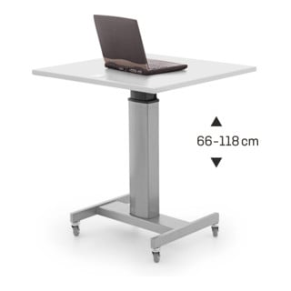 Table assis-debout &agrave; r&eacute;glage en hauteur &eacute;lectrique STIER 80x60 cm, m&eacute;lamin&eacute; blanc, 68-120 cm