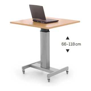 Table assis-debout &agrave; r&eacute;glage en hauteur &eacute;lectrique STIER 80x60 cm, m&eacute;lamin&eacute; h&ecirc;tre, 68-120 cm