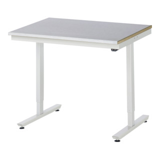 RAU Table de travail adlatus 150 réglable en hauteur électriquement Plateau de travail avec revêtement en tôle d'acier 750 mm x 800 mm