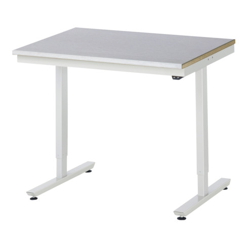 RAU Table de travail adlatus 150 réglable en hauteur électriquement Plateau de travail avec revêtement en tôle d'acier 750 mm x 800 mm