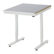 Table de travail adlatus RAU 150 réglable en hauteur électriquement Plateau de travail avec revêtement en tôle d'acier 750 mm x 1000 mm