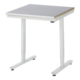 RAU Table de travail adlatus 150 réglable en hauteur électriquement Plateau de travail avec revêtement en tôle d'acier 750 mm x 800 mm