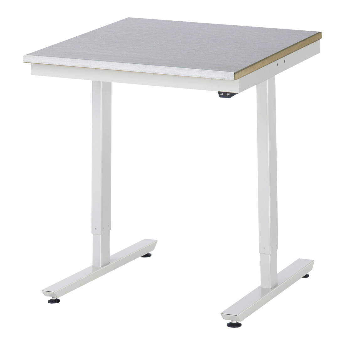 RAU Table de travail adlatus 150 réglable en hauteur électriquement Plateau de travail avec revêtement en tôle d'acier 750 mm x 800 mm