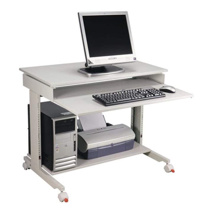 Table de travail p. PC H720-1100xl900xP500mm gris clair, RAL 7035 mobile