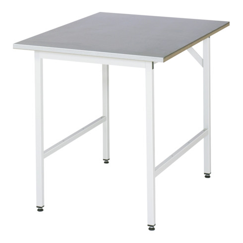 Table de travail Rau série Jessy, plateau avec revêtement en tôle d'acier