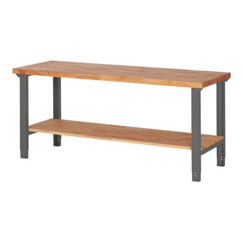 Table de travail réglable en hauteur STIER Premium avec plateau de rangement, lxPxH 2 000x700x790-1 140 mm