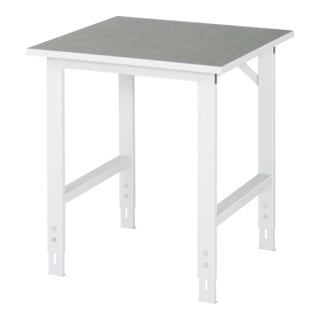 Rau Table de travail Tom, hauteur réglable manuellement en continu entre 760 et 1080 mm, plan de travail en linoléum