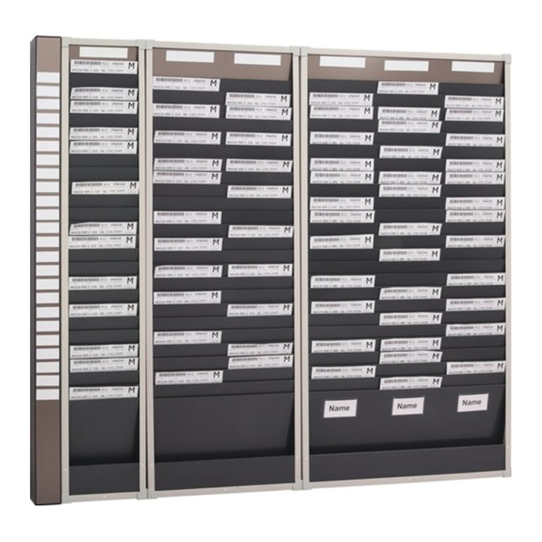 Tableau à fiches H1350xl260xP75 mm 1 rangée avec 25 compartiments