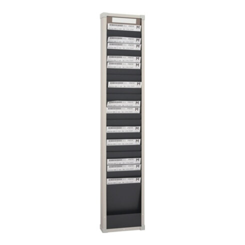 Tableau à fiches H1350xl260xP75 mm 1 rangée avec 25 compartiments