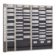 Tableau à fiches H750xl260xP75 mm 1 rangée avec 10 compartiments