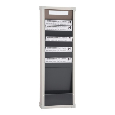 Tableau à fiches H750xl260xP75 mm 1 rangée avec 10 compartiments