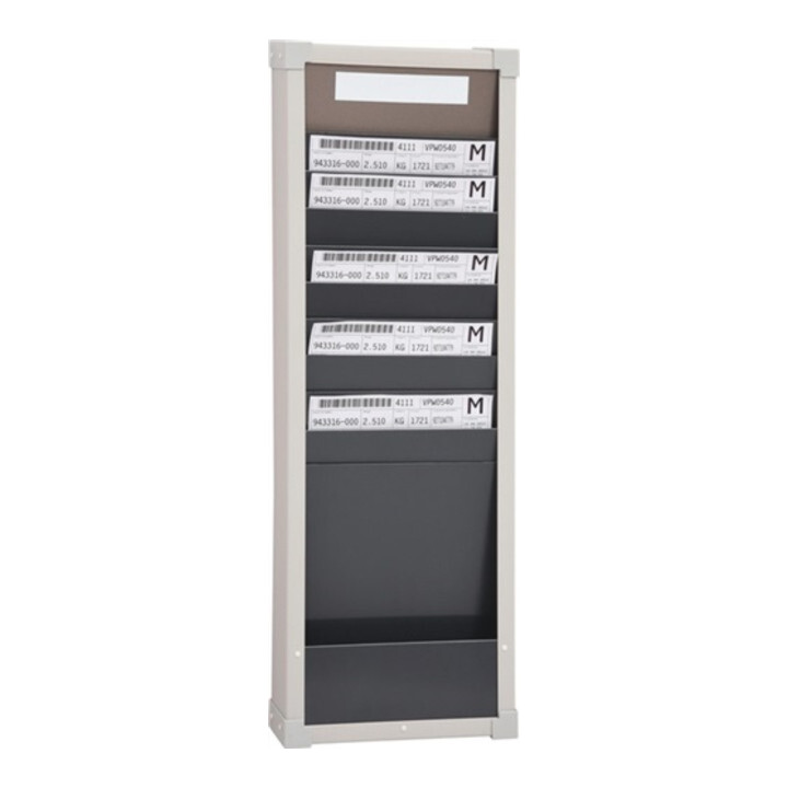 Tableau à fiches H750xl260xP75 mm 1 rangée avec 10 compartiments