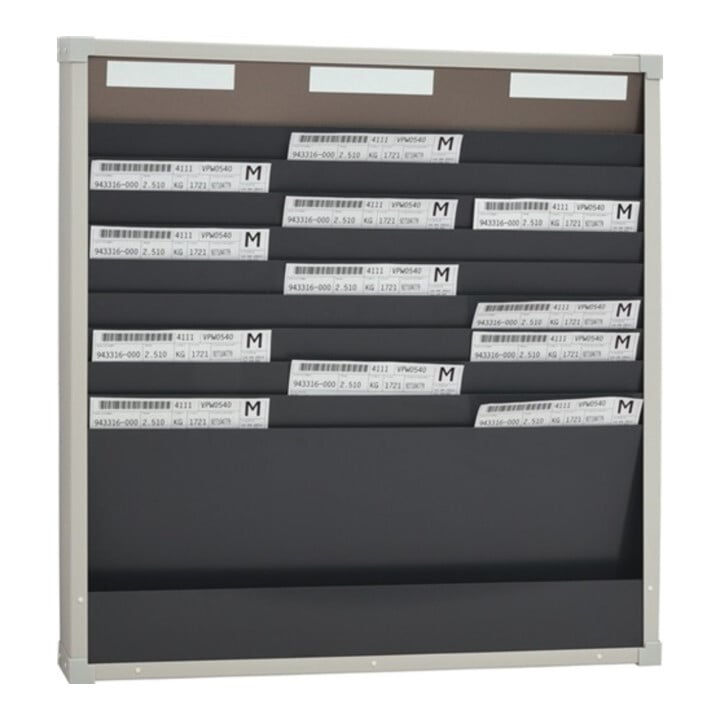 Tableau à fiches H750xl720xP75 mm 3 rangées avec 10 compartiments