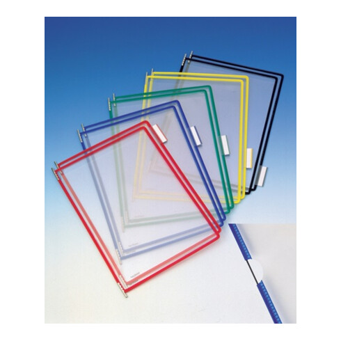 Tableau de présentation PVC cadre fil d'acier gainage en plast. rouge DIN A4