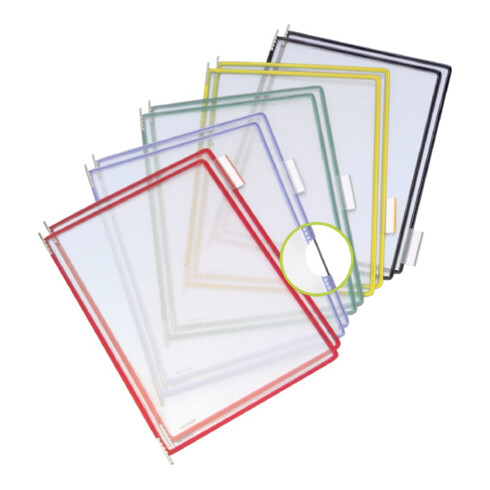 Tableau de présentation PVC cadre fil d'acier gainage en plast. vert DIN A4 sans