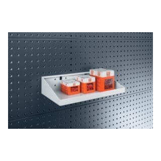 Tablette de rangement l.450xP250xH105/30mm gris clair p. panneaux perforés BOTT