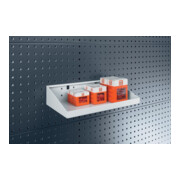 Tablette de rangement l.450xP250xH105/30mm gris clair p. panneaux perforés BOTT