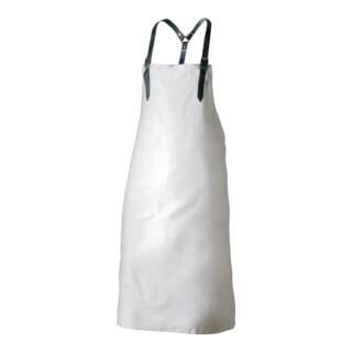 Tablier à bavette L. env. 100 x l. env. 80 cm blanc cuir pleine fleur