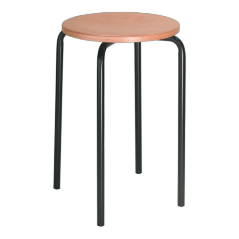 Tabouret empilable STIER avec châssis en tube d'acier robuste, hauteur 500 mm, hêtre naturel