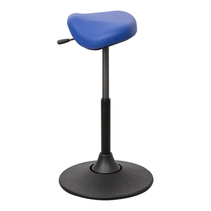Tabouret multiposition STIER avec siège-selle bleu, hauteur d'assise 510-700 mm
