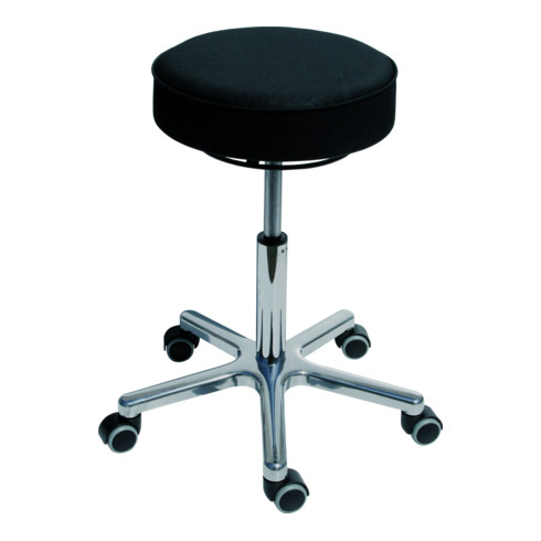 Tabouret pivotant à roulettes STIER, hauteur d'assise 540-720 mm, similicuir rembourré noir