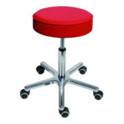 Tabouret pivotant à roulettes STIER, hauteur d'assise 540-720 mm, similicuir rembourré rouge