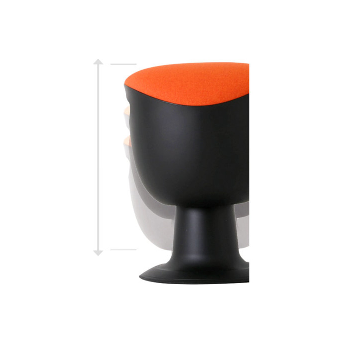 Tabouret pivotant multiposition STIER avec pied à disque, hauteur d'assise 465-585 mm, rembourrage orange