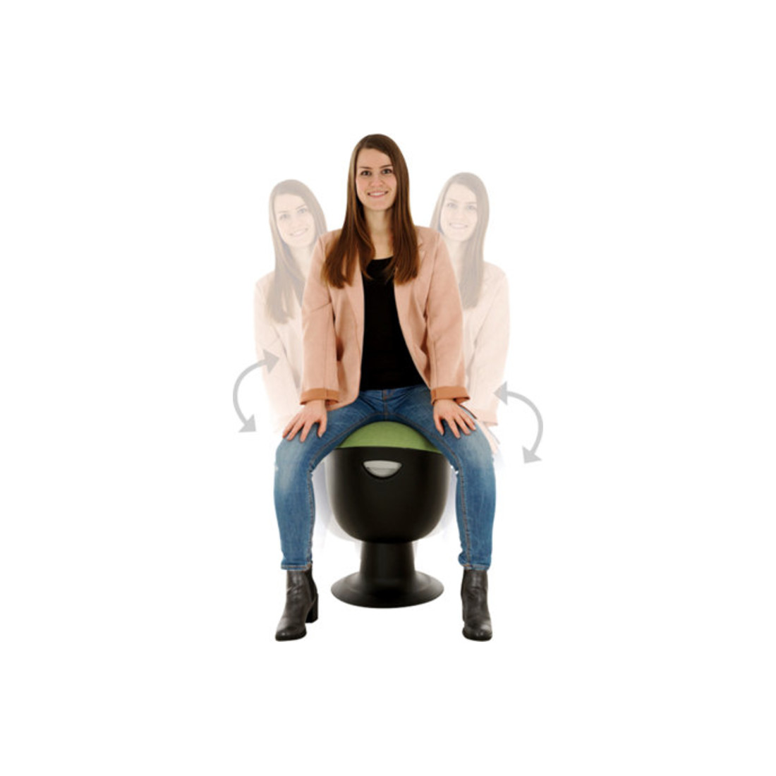 Tabouret pivotant multiposition STIER avec pied à disque, hauteur d'assise 465-585 mm, rembourrage turquoise