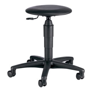 Tabouret pivotant TEC 60 siège en similicuir noir hauteur d'assise 400-530 mm avec roulettes