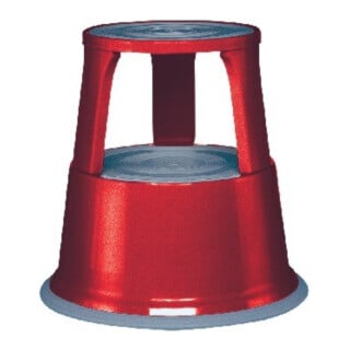 Tabouret roulant en tôle d'acier rouge H.430mmxD.supérieur/inférieur 290/435mm Capacité 150kg