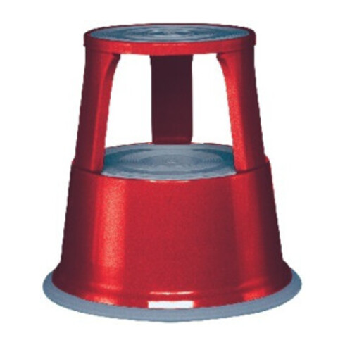 Tabouret roulant en tôle d'acier rouge H.430mmxD.supérieur/inférieur 290/435mm Capacité 150kg