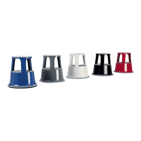 Tabouret roulant tôle d'acier rouge H. mit/sans charge 430/440 mm D. oben 295 mm