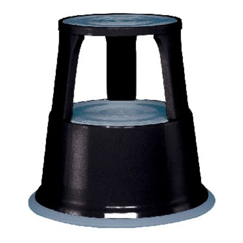 Tabouret roulant tôle en acier noir H. mit/sans charge 430/440 mm D. oben 295 mm